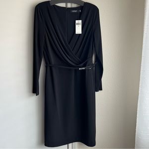Ralph Lauren jersey dress with belt. Black, 12